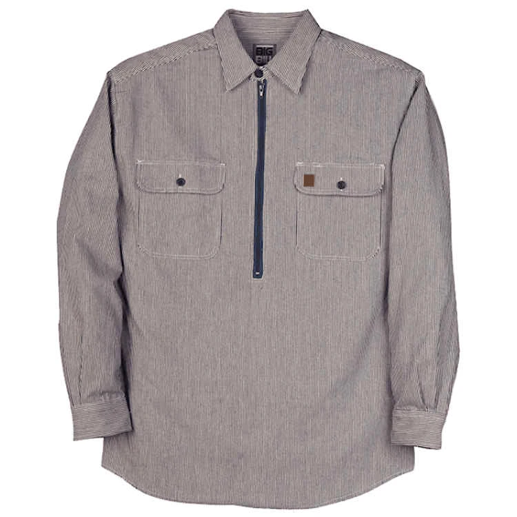 Big Bill Long-Sleeve Hickory Stripe Shirt With Half-Zip Big Bill Long-Sleeve Hickory Stripe Shirt With Half-Zip -Allseasons Uniforms Shop BB183