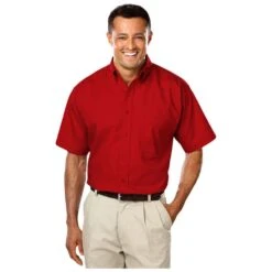 Blue Generation Men's Short Sleeve Superblend Poplin Shirt With Matching Buttons