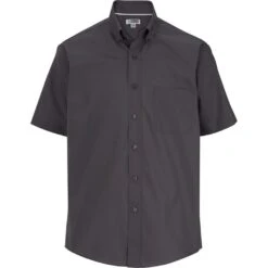 Edwards Men's Short Sleeve Lightweight Button Down Collar Poplin Shirt