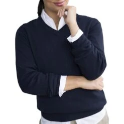 Edwards Unisex V-Neck Acrylic Interlock Long Sleeve Sweater -Allseasons Uniforms Shop ED4067@2