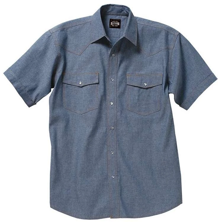 Key Pre-Washed Chambray Western Shirt, Short Sleeve Key Pre-Washed Chambray Western Shirt, Short Sleeve -Allseasons Uniforms Shop KE5007