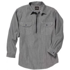 Key Hickory Stripe Logger Shirt, Zip Front, Long Sleeve