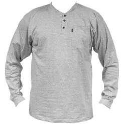 Key Heavyweight 3-Button Henley Pocket T-Shirt, Long Sleeve